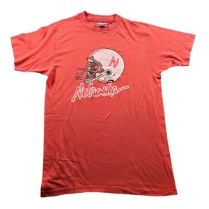 Vintage Nebraska Cornhuskers Shirt Mens Medium Red NCAA Football Tee Hanes 80s - Picture 1 of 8