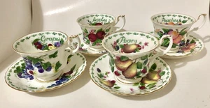 Vintage Royal Albert Teetassen & Untertassen (4) Covent Garden Obst Serie Set - Bild 1 von 6