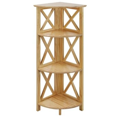 Casual Home Montego 3 Shelf Corner Folding Bookcase with Mantel Top - Image 1 of 3