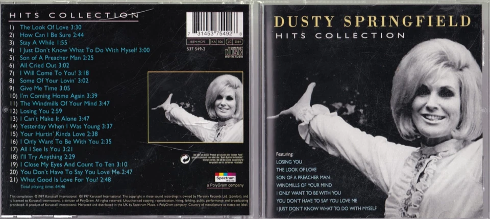 DUSTY SPRINGFIELD Hits Collection CD 21 TRACKS E00073 - Immagine 1 di 1