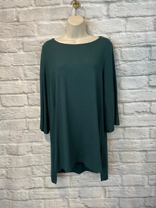 EILEEN FISHER Verde Viscosa Elastizado Jersey Túnica Cuello Barco Manga Larga EE. UU. Talla S - Imagen 1 de 8