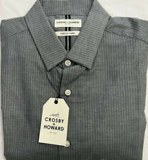 New Crosby & Howard Men's Long Sleeve Shirt Gray Stripe Size L $18.50