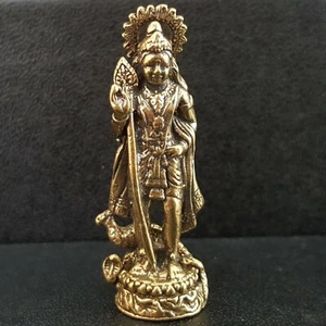 Statua guerriero Dio Murugan Kartikeya figlio pavone Shiva potente coraggioso ottone mini - Foto 1 di 14