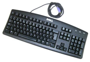 DELL AQ6-7D0080COB Wired PS/2 PS2 Black 104 Key UK QWERTY Keyboard / 0332TR - Picture 1 of 5
