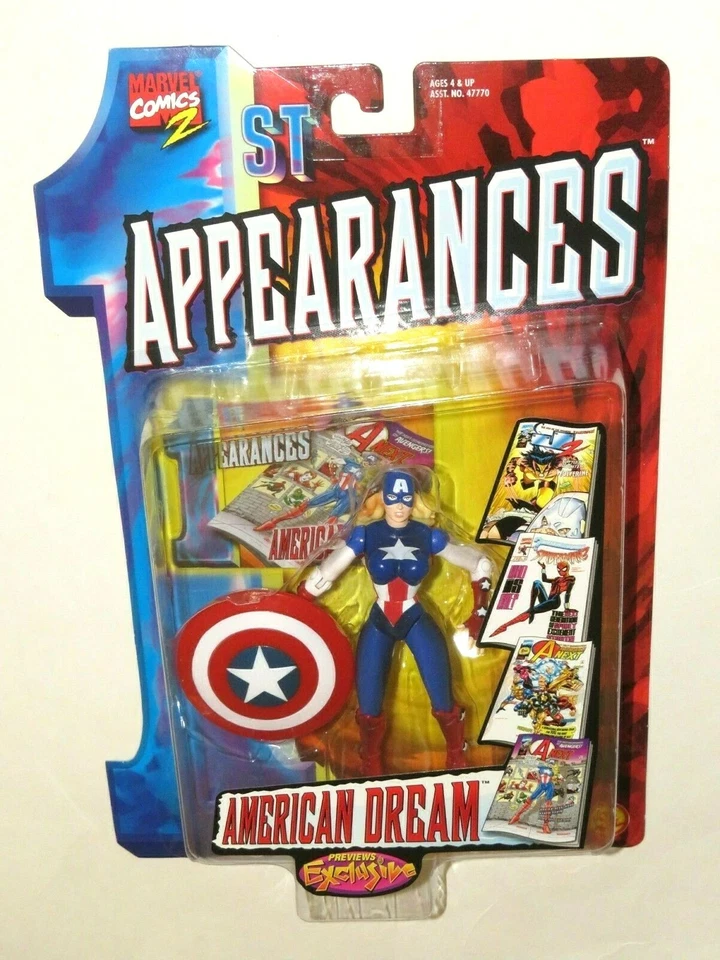 1999 1ST APPEARANCES AMERICAN DREAM ACTION FIGURE PREVIEWS SEALED MARVEL CAPTAIN Foto 1 de 4