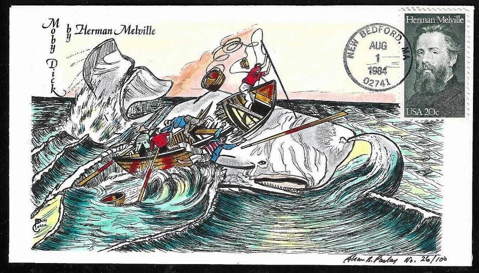 2094 20c Stamp (1984) THE TALES OF MOBY DICK FDC BY PASLAY CLASSIC CACHETS ! - Image 1 of 1