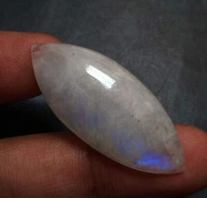 32.73Ct Natural Blue Fire Rainbow Moonstone Marquise Cabochon Good Size Gemstone - Picture 1 of 9