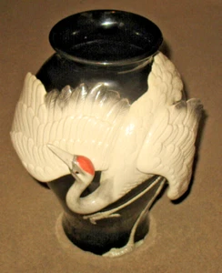 seltene Keramik 12" x 8" Vintage Fitz and Floyd 3D Kranich Vase 1991 Phillipines - Bild 1 von 10