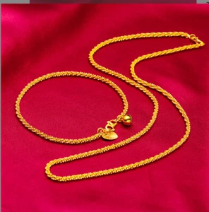 Neu 22K 24K Thai Baht Gelbgold GP gefülltes Halskette Set - Bild 1 von 7