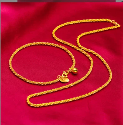 Nuevo Juego de Collar Lleno GP Oro Amarillo Baht Tailandés 22K 24K Foto 1 de 4