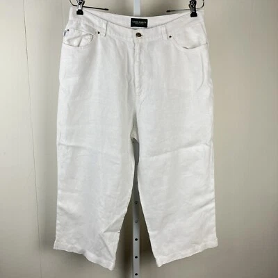 Ralph Lauren Jeans Co Crop Pants White 100% Linen Wide Leg Womens 33 Waist - Image 1 of 4