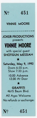 Vinnie Moore Concert Ticket Graffiti Showcase Pittsburgh, PA 1992 - Image 1 of 2