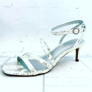 Essex Lane Madalie Womens Disco Lizard Leather Silver Heels Sandals Size 7 New - Picture 1 of 10