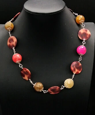 collana girocollo argento bianco 925 agata camouflage collier argento - Immagine 1 di 4