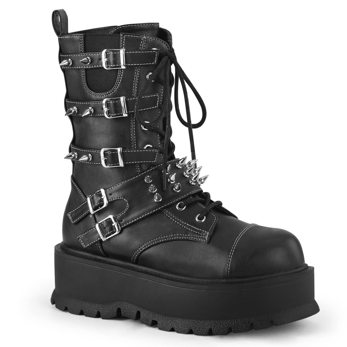 SLACKER-156 Platform Lace-Up Mid-Calf 