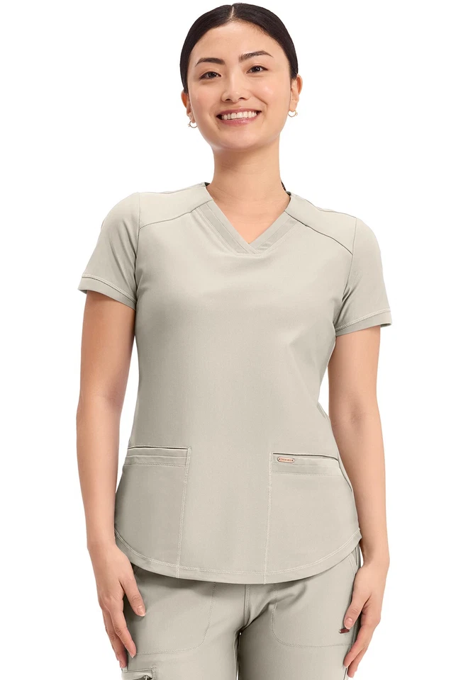 Cherokee Scrubs Form V Neck Top CK840 SUSD Summer Sand Free Shipping - Image 1 of 4
