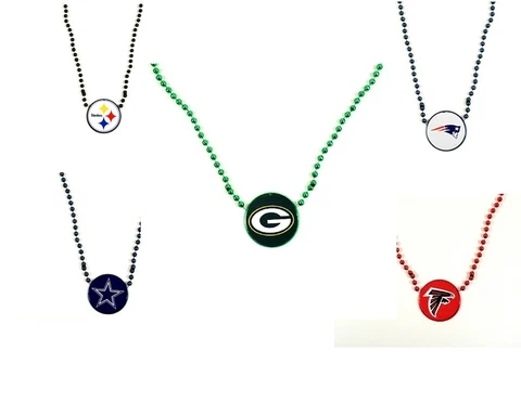 NFL football team Mardi Gras bead necklace  team logo medallion- pick your team Cover