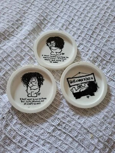 Vintage "The Giddies" Set of 3 Coasters By Reese James 1960s Bar Cocktail Party - Picture 1 of 8