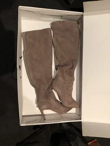 Ladies Above Knee Nine West Grey Leather Boots - Size 5 - Picture 1 of 7