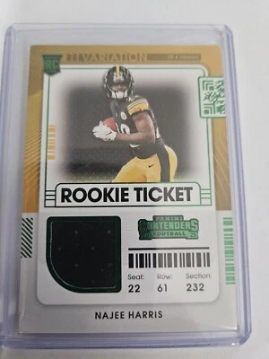 Najee Harris 2021 Panini Contenders Variation Rookie Ticket Green Patch #RSV-NHA - Image 1 of 2