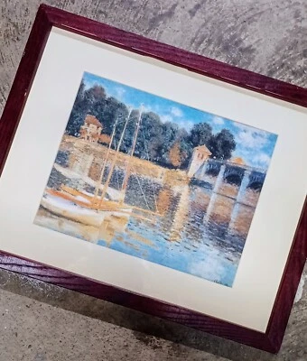 Lienzo puente Claude Monet Argenteulli enmarcado vintage hecho en Italia Foto 1 de 4