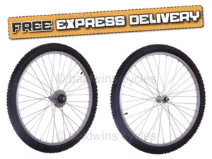 26" PAIR Mountain Bike Wheels + 5 Speed Freewheel + TYRES & TUBES - Picture 1 of 10