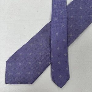 Giorgio Armani Men’s Tie Purple Geometric Pattern Squares Silk Italy Jacquard - Picture 1 of 15