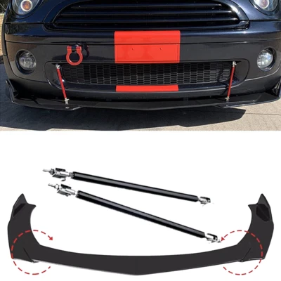 Front Bumper Lip Spoiler /Splitter Strut Rods Glossy For MINI COOPER R55 F55 — 第 1/4 张图片