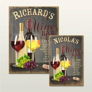 LETRERO DE BAR DE VINOS PERSONALIZADO EFECTO RETRO PLACA DE PARED NOVEDAD REGALO HOGAR BAR - Imagen 1 de 7