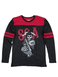 Sons of Anarchy Mens Red & Black Long Sleeve Graphic T-Shirt Small - Picture 1 of 2