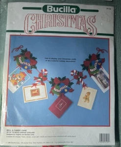 Bucilla Bell & Candy Cane Garland Christmas Holiday Plastic Canvas Kit 61132 - Picture 1 of 2