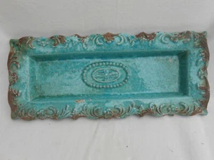 Antique Red Clay Glazed Turquoise Rectangular Tray T3 - Picture 1 of 12