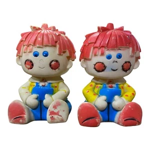 Vintage Raggedy Andy Squeaky Toys x 2. Vinyl toy 13cm high / 8cm wide - Picture 1 of 6
