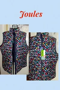 JOULES ~ "SNUG GILET" GEFÜTTERTE WESTE ~ MARINEBLAU MIT MEHRFARBIGEM BIENEN-/LEOPARDENMUSTER ~ VERPACKBAR ~ US 14 - Bild 1 von 4