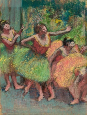 Edgar Degas Bailarines en Verde y Amarillo Impresión Artística sobre Lienzo 8x10 Decoración Ballet Foto 1 de 2