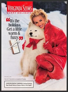 Anuncio publicitario impreso Virginia Slims Cigarettes década de 1990 1995 perro Alaskan Malamute - Imagen 1 de 1