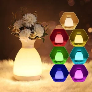 Flower Vase Style Kids Night Light, Dimmable White & Changing Colors Night Light - Picture 1 of 8