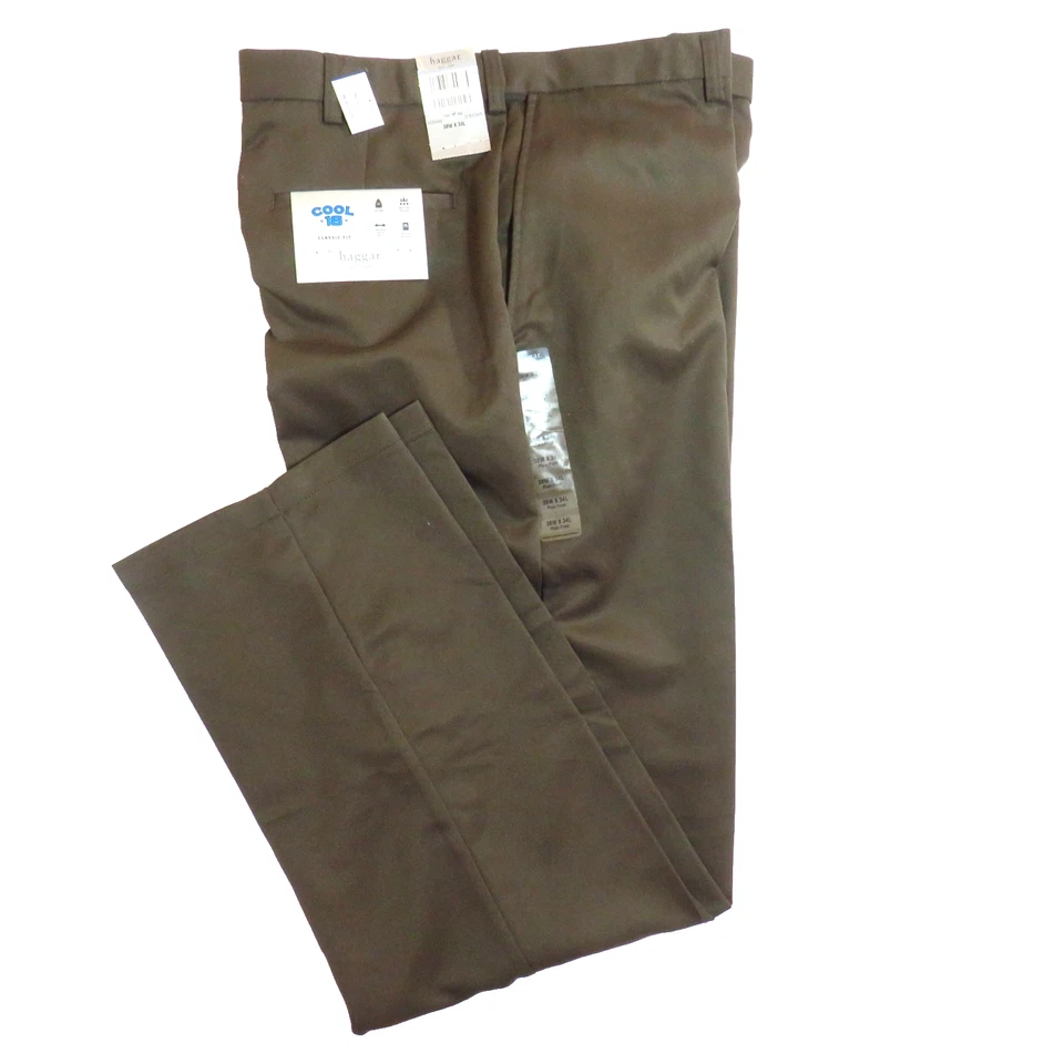Pantalones Haggar Cool 18 Calce Clásico Confort Cintura Frente Plano Para Hombres 38x34 Marrón ¡NUEVOS! Foto 1 de 4