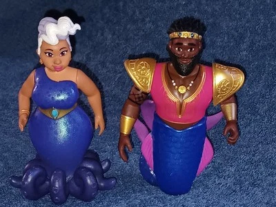 Disney Jr Ariel Atlantica Figure Toy PVC Ursula King Triton Lot 2 Arms Move 4.5" - Image 1 of 4