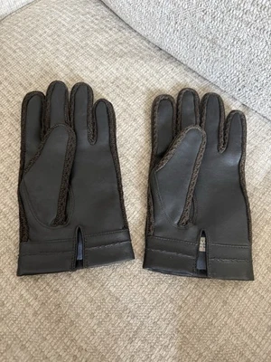 Guantes Medianos De Colección Años 70 80 Novahide Imitación Cuero Crochet Chocolate Marrón Vinilo Foto 1 de 4