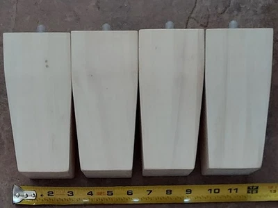 6" Wood Sofa Couch Chair Ottoman Furniture Legs - Set of 4 Raw or Stainable - Image 1 of 4