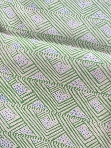 Christopher Farr 'Belge' 100% Linen printed fabric in green 143cm x 81cm - Picture 1 of 5