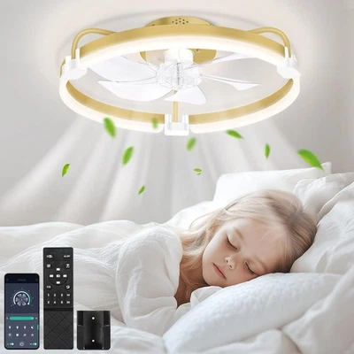 Ceiling Fan with Light, Remote & App Control, Fandelier Low Profile Flush Mount - Image 1 of 4