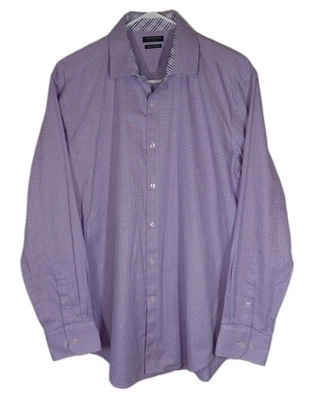 Camisa masculina TaylorByrd grande 16.5 34-35 acabamento ajuste manga longa punho flip sem ferro - Imagem 1 de 4