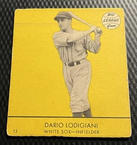 1941 Goudey R324 Yellow Dario Lodigiani White Sox carta media #15 senza pieghe - Foto 1 di 3
