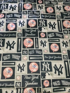 New York Yankees MLB Cotton Remnant Fabric 20" Long x 58" Wide - Picture 1 of 3
