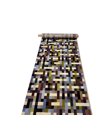 DESIGNER ABSTRACT MOMENT PURPLE GEOMETRIC VELVET EXCLUSIVE FABRIC 3 YARDS 25"W - Image 1 of 4