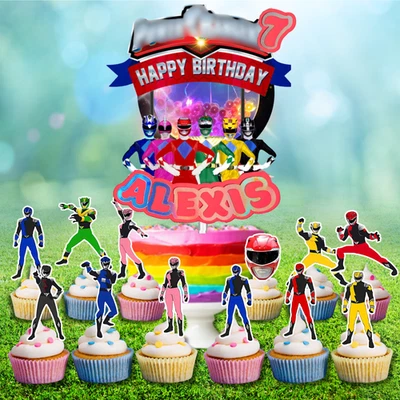 POWER RANGERS cake birthday party supplies favor centerpiece decoration event - Image 1 of 4