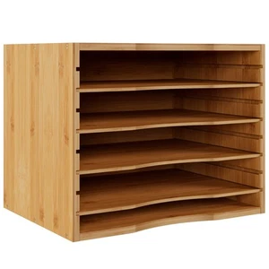 Bamboo 5 Tier Desktop Organizer, Paper Organizer Mail Sorter, File Holder Let... - Picture 1 of 8