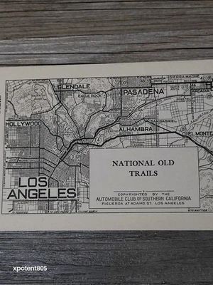 Mapa AAA 60 Raro del Club Automóvil Nacional Old Trails de los Ángeles de la década de 1920 Foto 1 de 4